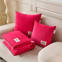 Couverture et oreiller pour bébé en velours brodé double face, polaire corail personnalisée, couette chaude à double usage pour le bureau et la voiture