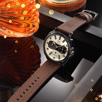 Montre de tableau de bord de voiture NS Never Stop N925 au design unique, style cadran de montre, quartz, cuir, pour hommes, affichage de la date, étanche 30M