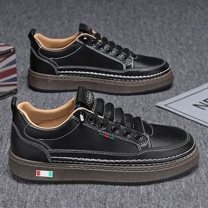 Zapatillas de Piel Auténtica con Cordones, Modernas y Versátiles, Cómodas y Duraderas, Antideslizantes para Hombre, Primavera/Verano-Otoño - Product Image 2