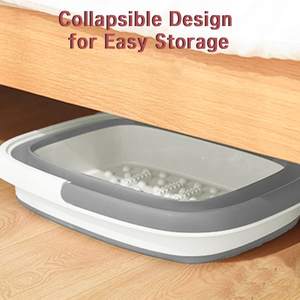 Bassin de bain de pieds pliable pour trempage des pieds, seau à linge en plastique pliable avec poignées, massage des points d'acupression - Product Image 3