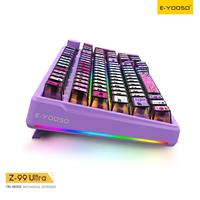 Teclado Mecánico para Juegos con Montaje Gasket y Conmutación en Caliente de Tres Modos, Retroiluminación RGB, Macros Programables, Inalámbrico