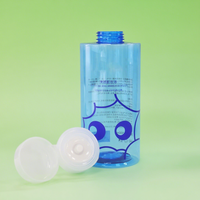 Bouteille en plastique transparente bleue de 500ml avec pompe sans air récipient vide pour shampooing lavage nettoyage bouteilles d'emballage aérosol