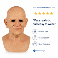 Masque réaliste en latex de visage chauve et ridé, masque d'homme âgé pour Halloween, fête costumée effrayante, cosplay
