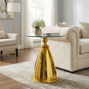 Round Coffee <b>Table</b> with Metal Top and <b>Gold</b> Metal Pedestal Modern Durable OE HOME Furniture for Living Room Bedroom Balcony - Product Image 4