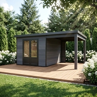 Casas de Herramientas Modernas Serie D de WPC, Cobertizos de Jardín, Vidrio Resistente a Impactos, Ventanas con Temperatura Constante, Protección UV