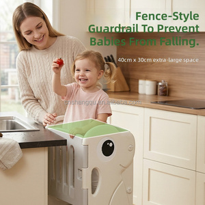Tabouret d'apprentissage Montessori réglable en hauteur pour tout-petits, en forme de dinosaure, <span class=keywords><strong>tour</strong></span> d'aide de cuisine pour enfants avec garde-corps de sécurité intégré pour <span class=keywords><strong>la</strong></span> maison - Product Image 3