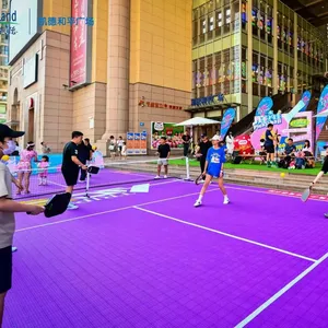 lange garantie pp pickleball hof bodenfliesen tragbar innen draußen kunststoff ineinandergreifende bodenmatte für sportclub 30 * 60 fuß