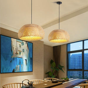 creative Bamboo Lampshade art chandelier Restaurant Rattan Led Hanging Pendant Lamp bar <b>window</b> - Product Image 2