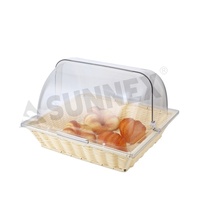 Bacs rectangulaires Gastronorm Sunnex, couvercles en polycarbonate, pour restaurants, hôtels, traiteurs, présentation de sandwichs, empilables, en acier inoxydable