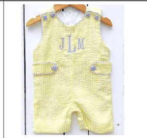 Vente en gros Robe de Pâques monogrammée pour enfants fille Robe à volants en seersucker jaune Tenue d'été pour petite fille Robe pour bébé fille 2026 - Product Image 2