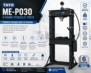 Prensa Hidráulica TAYO ME-PO30 con Estructura en H, Capacidad de 30 Toneladas, Máquina de Taller de Alta Resistencia, Alta Productividad, Garantía de 6 Meses - Product Image 1