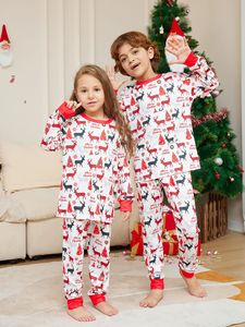 2023 Fibra De Leite De Manga Longa Menino Menina Loungewear Casal Home Wear Fawn Santa Elementos Totalmente Impresso Família Conjunto De Pijamas De Natal - Product Image 4