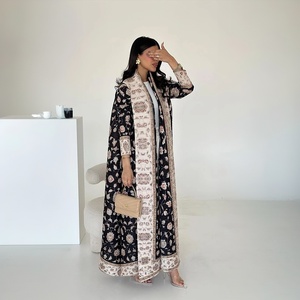Custom <strong>Orders</strong> Accepted Women Four-Way Stretch Polyester Floral Ankle-Length Pleated Cardigan Dubai Fashion Wedding Ethnic <strong>Abaya</strong> - Product Image 2