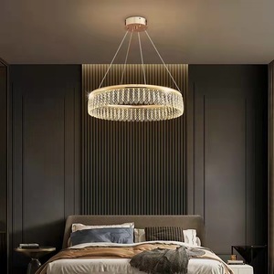 Lámpara de Araña de Cristal con Acabado Dorado, LED, Altura Ajustable, Base para Bombilla E26, Lámpara Colgante para Sala de Estar, 3500K, Blanco Cálido, Regulable, 5 Años de Garantía - Product Image 2