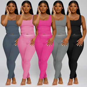 Bộ đồ nữ, bộ quần áo nữ, bộ áo hai dây liền quần, bộ đồ hai mảnh, bộ jumpsuit, bộ 2 món, chất liệu co giãn - Product Image 2