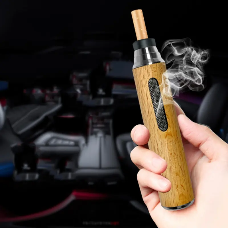 Portable voiture cendrier Mini voiture cendrier Anti suie-volant Cigarette couverture Anti-cendre luxe bois porte-cigarette pour fumer cadeau