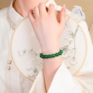 Taos สร้อยข้อมือโมราสีเขียวธรรมชาติแบบน้ำแข็ง, ลูกปัดอธิษฐานพระพุทธคุณย่า, หินโมรา, สายวงเดียว - Product Image 3