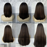 Perruque frontale en dentelle suisse HD 100% cheveux vierges brun cendré avec mèches, sans colle, nœuds invisibles, pré-épilée, ligne de cheveux naturelle, perruque casher juive