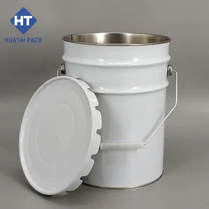 Metal Paint Pail Printed 5 Gallon/20 Liter Metal Paint Bucket Steel Drum With Flower Lid And Handle