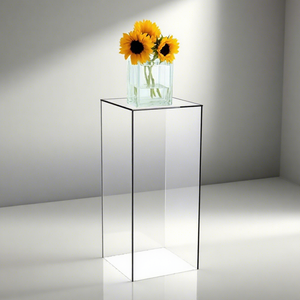 Caja de cubo de acrílico transparente de diseño moderno, Pedestal cuadrado para centro comercial, soporte de exhibición de flores, soporte de Pilar cilíndrico Yaoming impermeable y duradero - Product Image 1