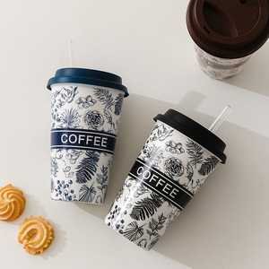 Hot Selling Ceramic Coffee Travel Mug Personalized Milk Tea Ceramic Cup with Straw - Product Image 6