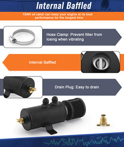 Universeel Aluminium 750Ml Olieopvangblik Met Luchtfiltertank <span class=keywords><strong>2</strong></span>-Poort Verbijsterd Reservoir Met Afvoerklep An10 Filter Olievangst Kan - Product Image 4