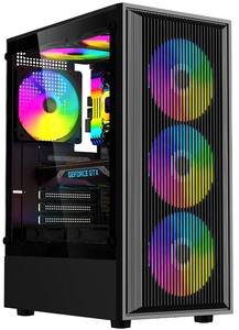 Gabinete <span class=keywords><strong>de</strong></span> PC LY Personalizado <span class=keywords><strong>de</strong></span> Torre Media con Panel Frontal <span class=keywords><strong>de</strong></span> Malla y Vidrio Templado, Micro ATX, para Juegos - Product Image 1