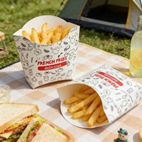 Gobelets à frites pliables imprimés sur mesure, boîtes à emporter, contenants en papier de qualité alimentaire pour l'emballage de la restauration rapide
