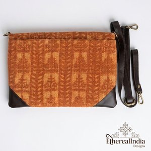 Handcrafted Mustard Block Print Crossbody Bag Boho Cotton <b>Shoulder</b> Purse Leather <b>Strap</b> Bulk Export India - Product Image 6