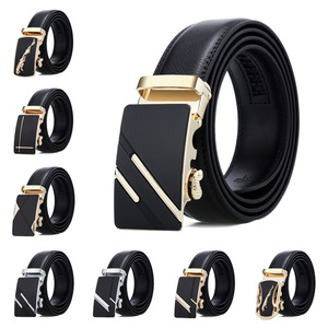 Nuovo Design da <span class=keywords><strong>uomo</strong></span> cintura ufficiale in vera pelle nera con cintura semplice fibbia automatica per gli uomini - Product Image 2