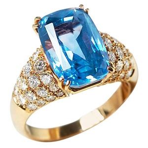 Anello con Gemma Blu Acqua per Donne, Elegante Gioiello da Dito alla Moda - Product Image 1