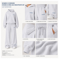 Ensemble de survêtement décontracté surdimensionné pour femme, imprimé et brodé, 2 pièces, pantalon large en coton, haut à capuche – Fabricant