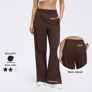 Pantalon taille haute Xsunwing pour femme – Yoga, sport, décontracté, coupe droite, taille élastique, jambe large, amincissant, ample, course à pied WD26091 - Product Image 1