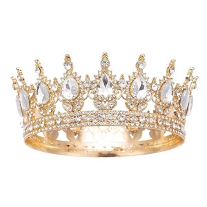 Couronne de mariée baroque européenne et américaine, 16 gouttes d'eau, cristaux blancs incrustés de diamants, style vintage, pour reine de concours et jeunes filles - Product Image 5
