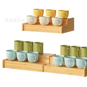 Wooden Expandable Cup Holder 2 Tier Multi Function <b>Kitchen</b> Storage <b>Rack</b> For Coffee Mug Display - Product Image 1