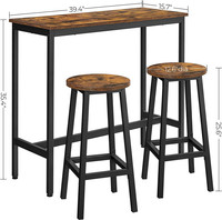 Tables et chaises de bar en bois modernes à usage commercial et domestique Ensemble de tables de bar de luxe à structure métallique