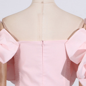 مخصص ملابس نسائية وردي الصيف عارضة زهرة أنيقة مساء اللباس مصغرة فساتين عارضة جديدة للنساء - Product Image 3