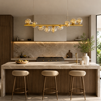 Lustre suspendu en verre et fer, design moderne, luxueux et minimaliste, pour cuisine de restaurant, style Magic Bean, en forme de longue bande, éclairage de bar