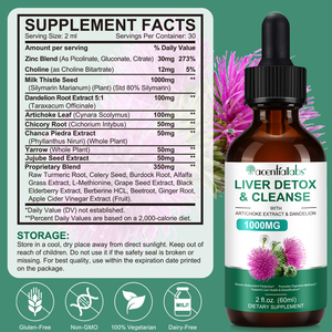 Suplemento de Ervas Naturais Acentiallabs 60ml 1000mg Gotas de Cardo Mariano Para Desintoxicação e Limpeza do Fígado, Reforço Imunológico e Suporte Hepático - Product Image 2