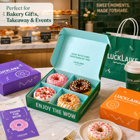 Boîte d'emballage pour beignets personnalisée, écologique, recyclable, en papier alimentaire, avec 4 compartiments, boîtes d'emballage pour beignets à emporter