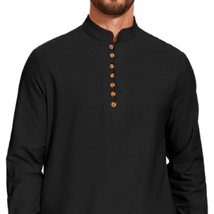 เสื้อคลุมผู้ชายแบบโทบ ชุดมุสลิม แขนยาว สีพื้น ผ้าโพลีเอสเตอร์ ความยาวคลุมเท้า สำหรับละหมาดและสวมใส่ประจำวัน - Product Image 6