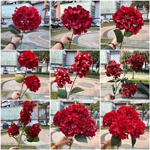 Vente en gros de fleurs artificielles rouges, roses, hortensias pour la décoration de mariage, de la maison et des fêtes - Product Image 2