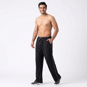 Pantalon de sport décontracté pour homme en coton 100% avec taille élastique mi-haute, coupe ample, pantalon de survêtement droit, pour l'extérieur, été, hiver - Product Image 1
