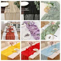Chemin de table bordeaux en gaze de coton rustique style bohème pour décorations de mariage, douche nuptiale et fête d'anniversaire