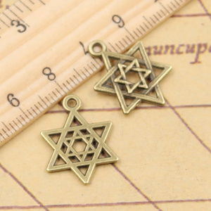 Dijes Estrella de <span class=keywords><strong>David</strong></span> Escudo 22x16mm Colgantes de color plata tibetana Joyería antigua Fabricación DIY Artesanía hecha a mano - Product Image 4