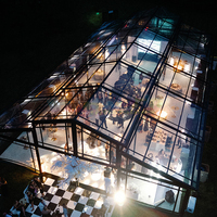 Tentes de réception de luxe en aluminium pour événements, 150, 300, 1000 personnes, transparentes, avec cadre noir, pour mariages et fêtes en extérieur