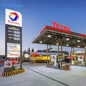 Custom Gas Station and Design Station Accessories Pylon Sign Frame Design Gas Station Canopy For Sale