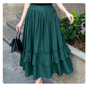 Trendy Chiffon Pleated Ankle-Length A-Line <b>Maxi</b> <b>Skirt</b> Ladies High Waist Korean Style Casual Daily <b>Skirt</b> - Product Image 1