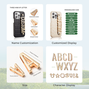 Cá Nhân Ban Đầu Tùy Chỉnh Tên Sang Trọng Cá Sấu Mô Hình Da Trường Hợp Điện Thoại Cho <span class=keywords><strong>Iphone</strong></span> 15 15Promax Tự Làm Điện Thoại Bìa - Product Image 4