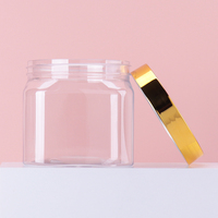 EN STOCK Promotion Exceptionnelle Pot en Plastique Transparent de Qualité Alimentaire 350ml pour Crème Cosmétique et Bonbons avec Couvercle Doré